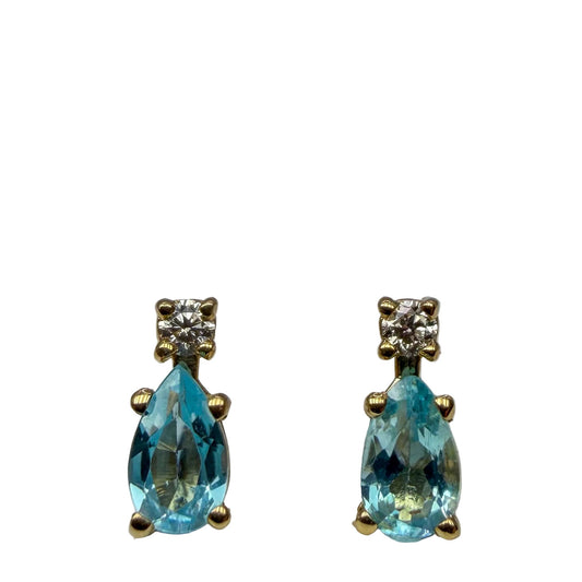 Blue Topaz and Diamond Studs