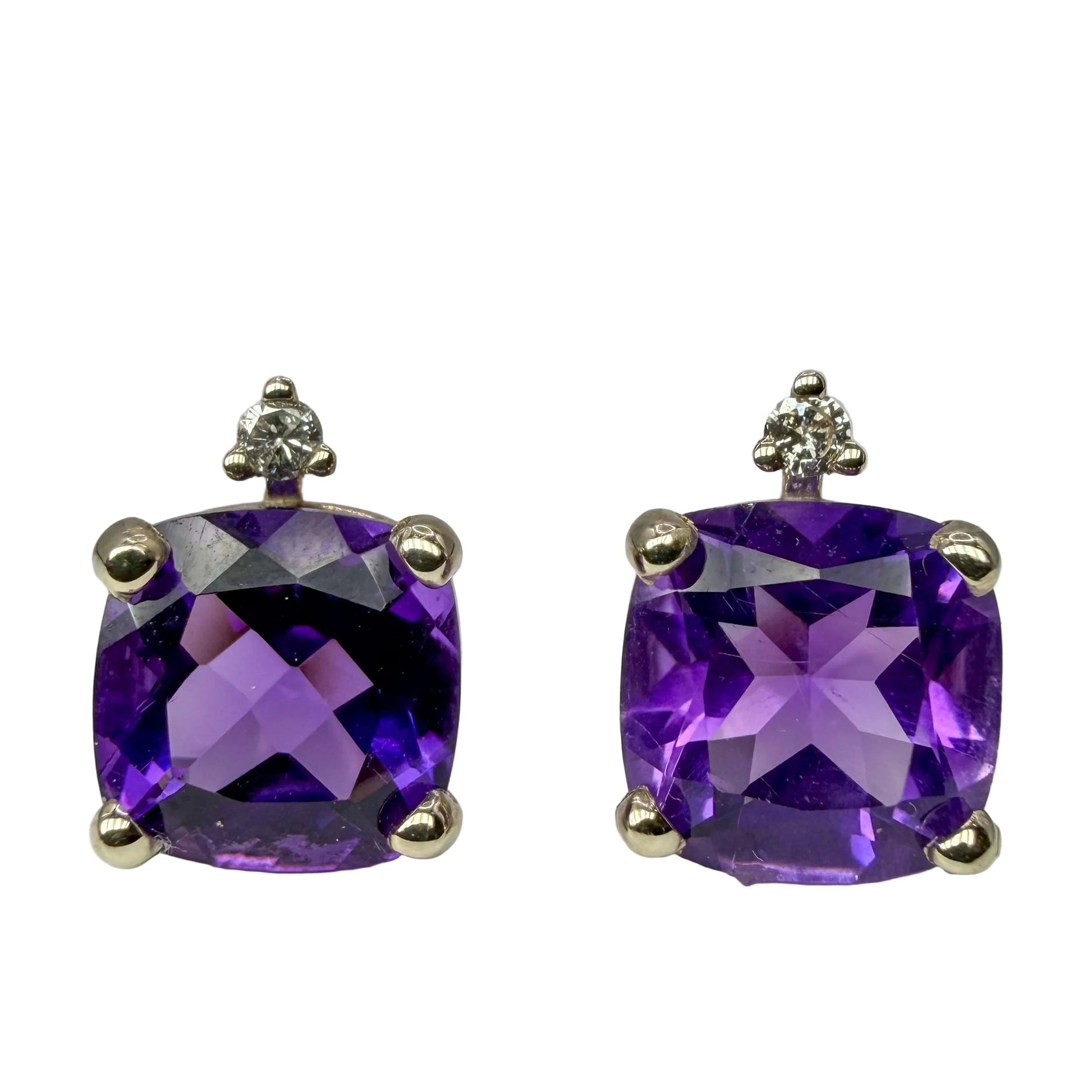 14kt White Gold Amethyst and Diamond Earrings 