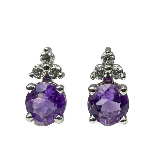 14kt White Gold Amethyst and Diamond Earrings 