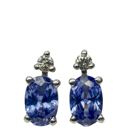Tanzanite and Diamond Stud Earrings