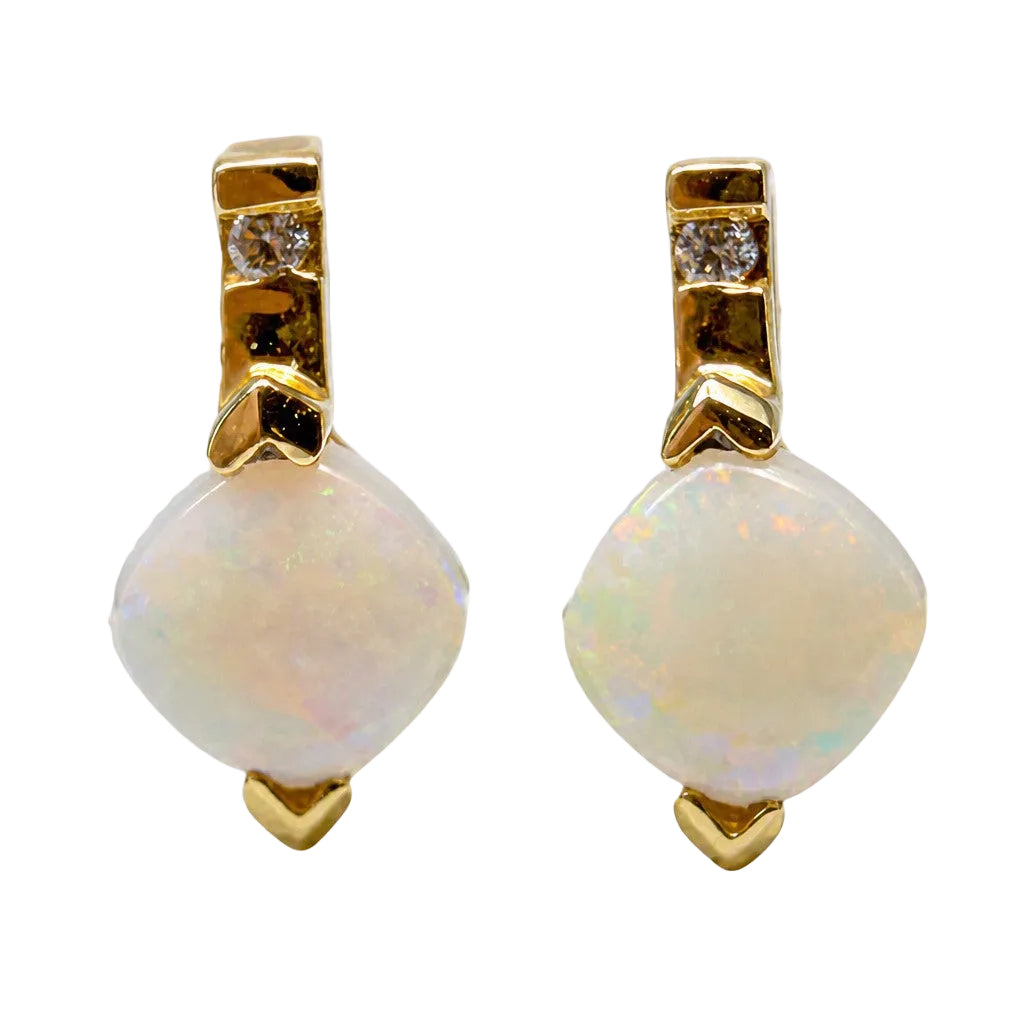 14K Yellow Gold Opal Earrings