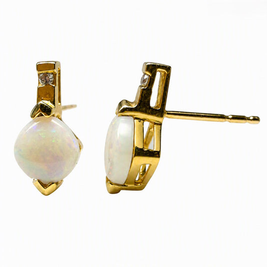 14K Yellow Gold Opal Earrings