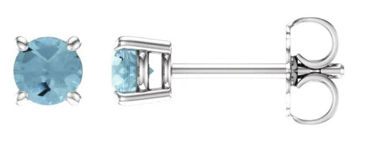 Aquamarine Birthstone Stud Earrings 