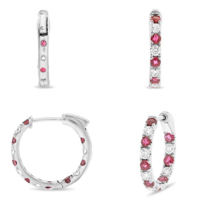 Ruby and Diamond Hoops