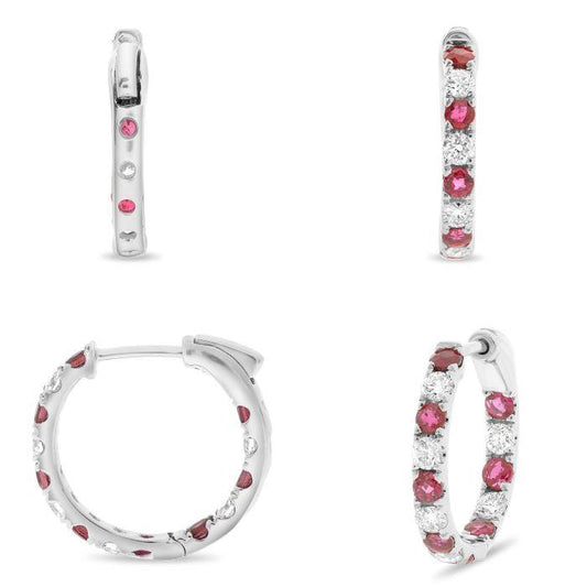 Ruby and Diamond Hoops