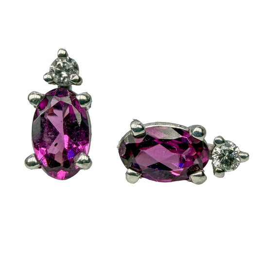 Garnet and Diamond Stud Earrings