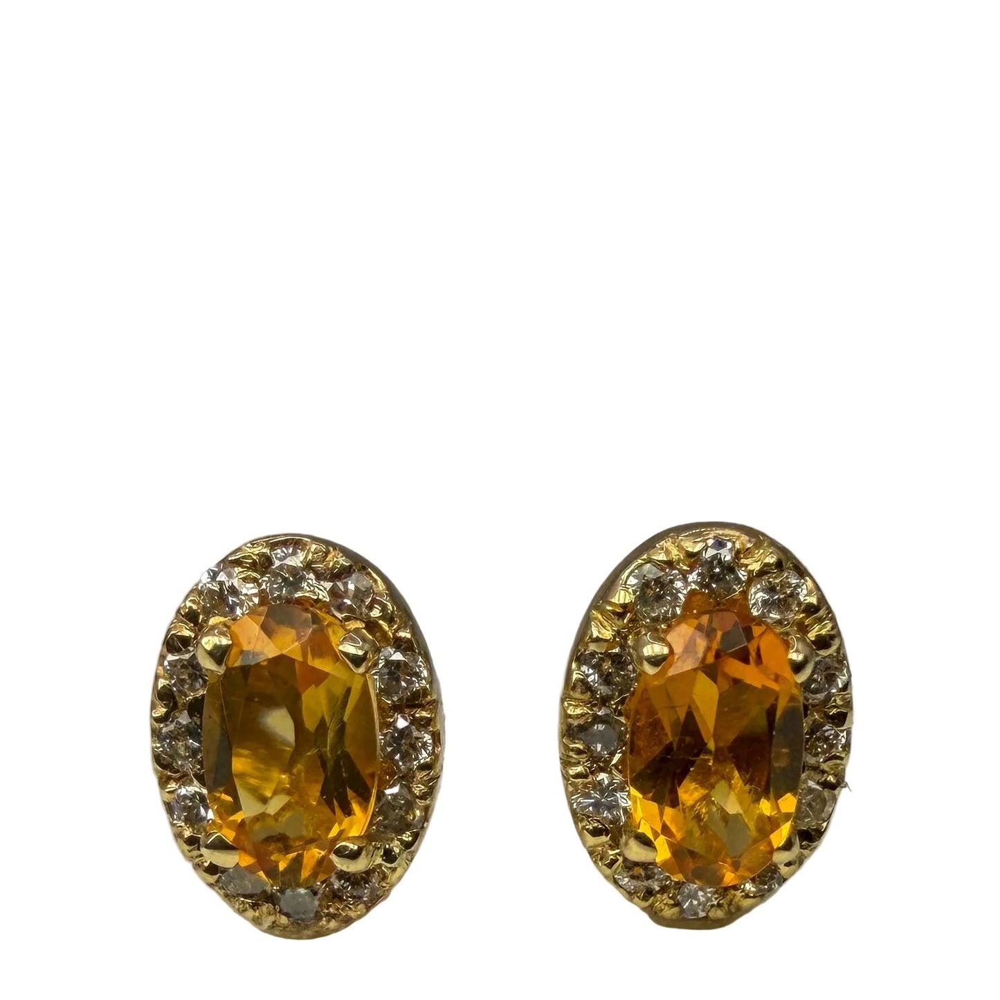 Citrine and Diamond Halo Studs