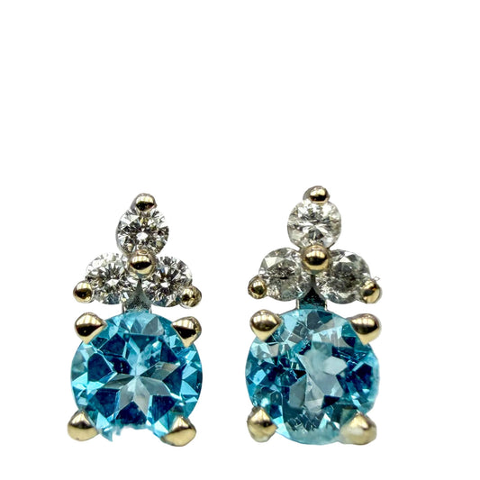 Blue Topaz and Diamond Studs