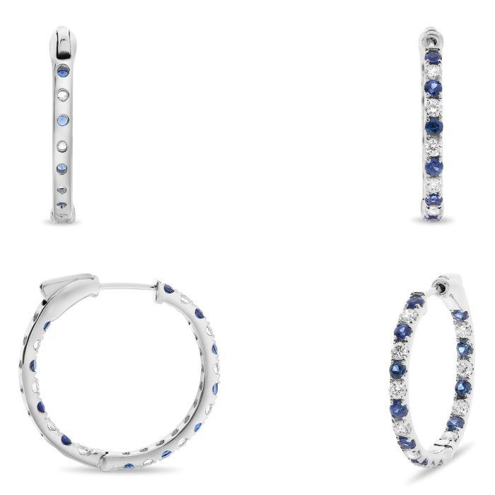 Sapphire and Diamond Hoops