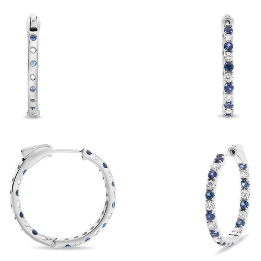 Sapphire and Diamond Hoops