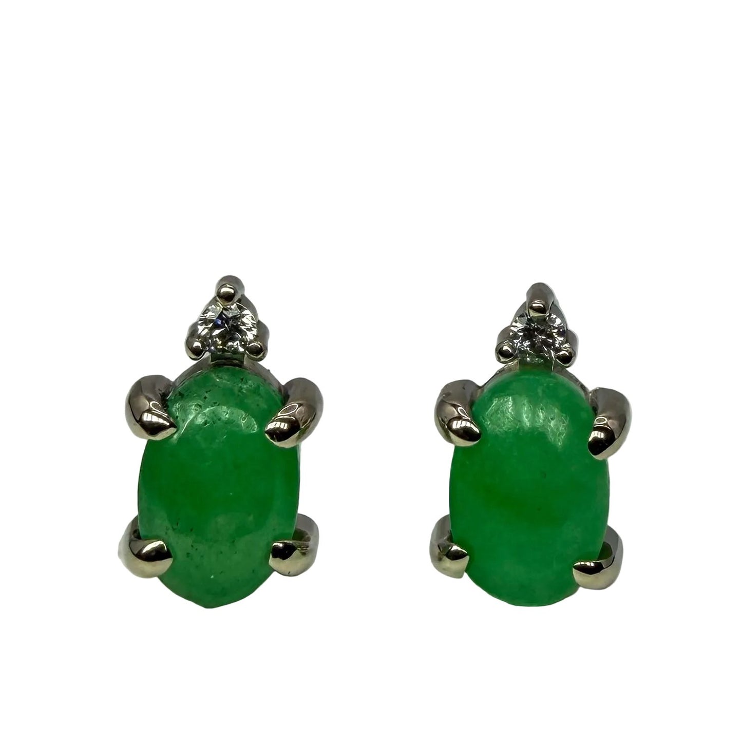 Jade and Diamond Stud Earrings
