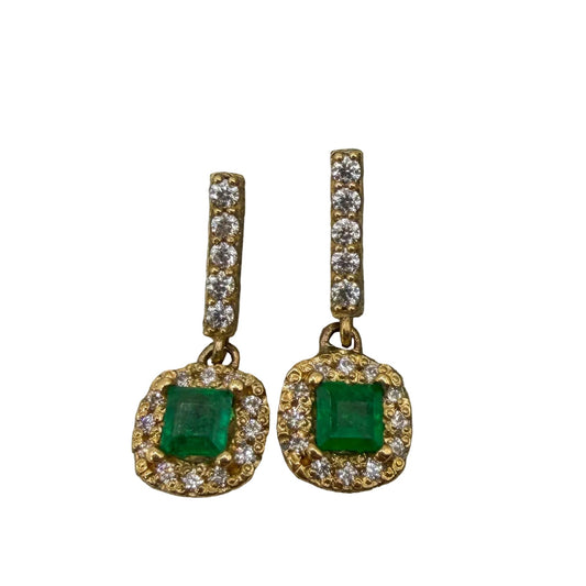Emerald and Diamond Drop Earrings