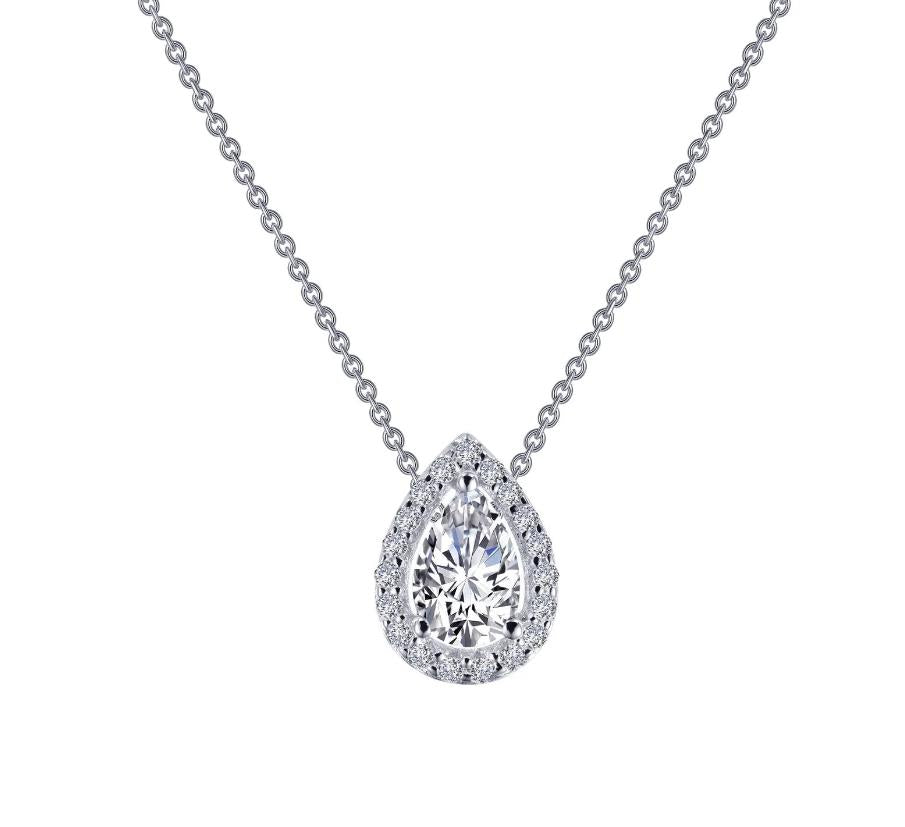 Pear-Shaped Halo Necklace