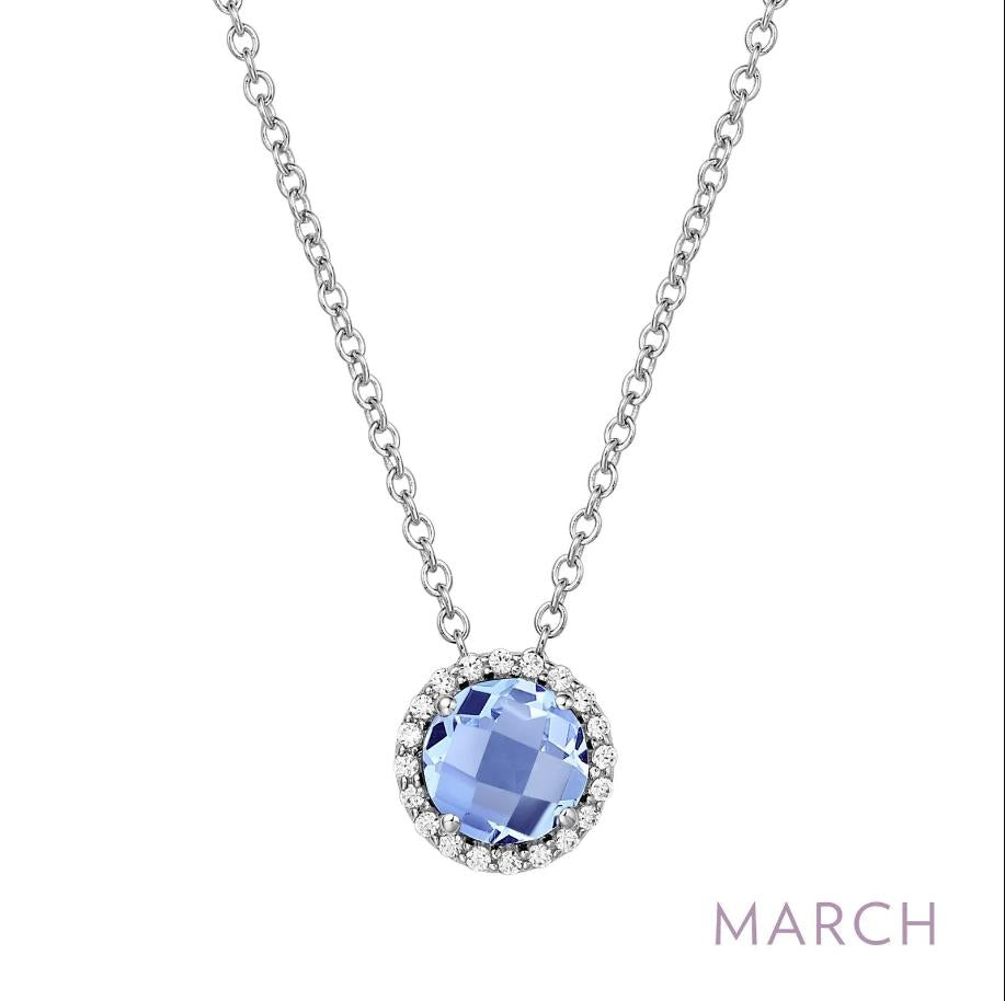 Sterling Silver March Birthstone Necklace