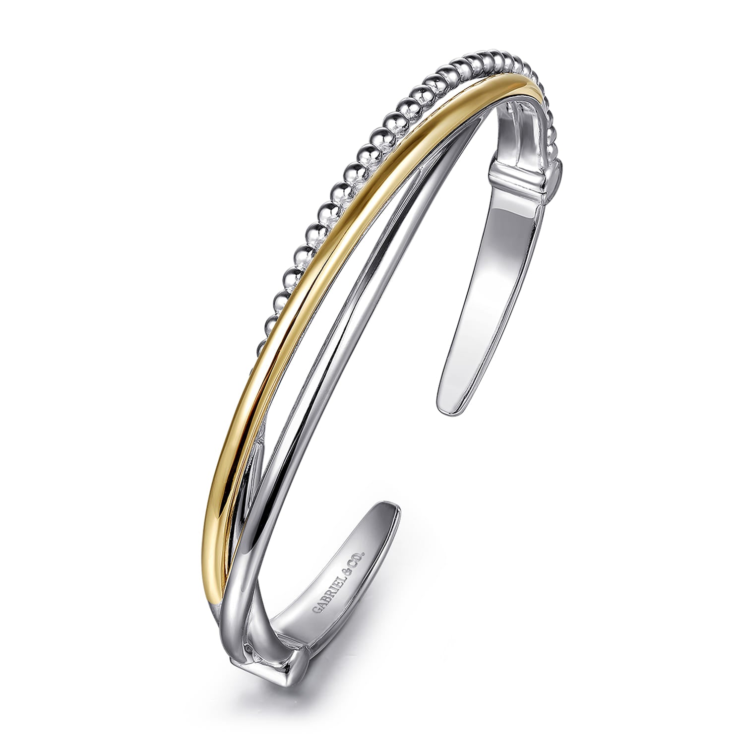 Sterling Silver and 14K Yellow Gold Bujukan Twisted Bangle Bracelet
