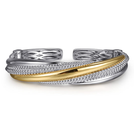 Sterling Silver and 14K Yellow Gold Bujukan Multiple Row Bangle Bracelet