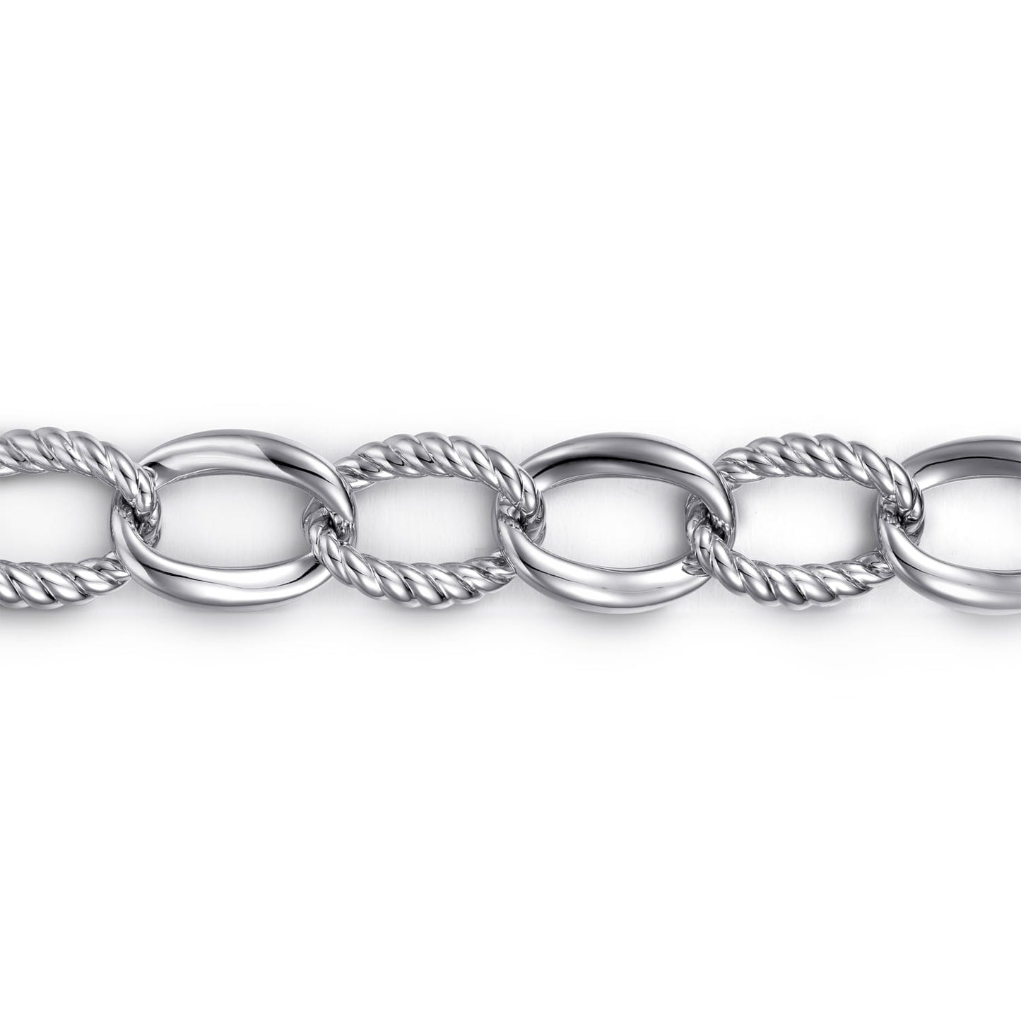 Sterling Silver Rope Link Chain Bracelet