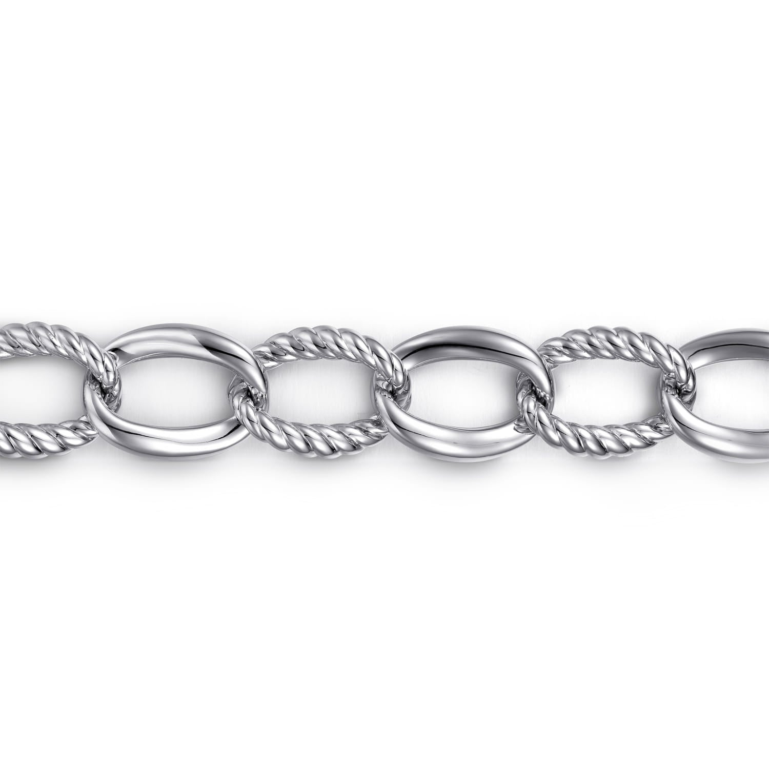 Sterling Silver Rope Link Chain Bracelet