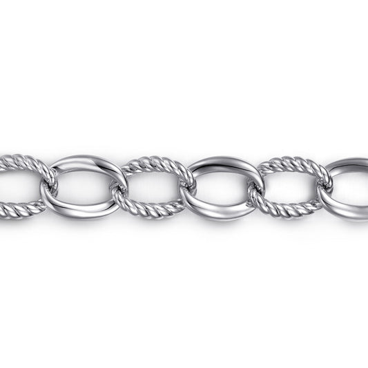 Sterling Silver Rope Link Chain Bracelet