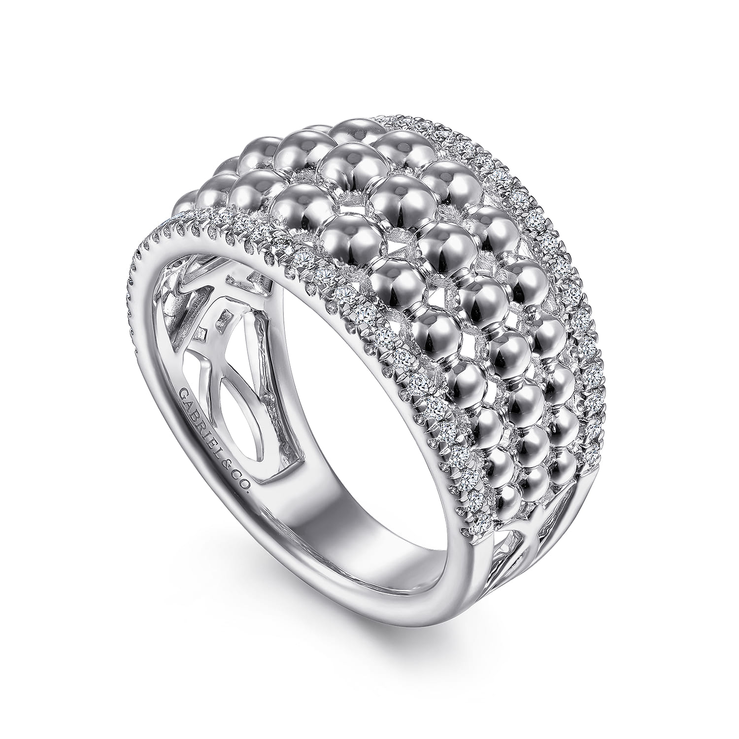 Silver White Sapphire Bujukan Wide Band Ring
