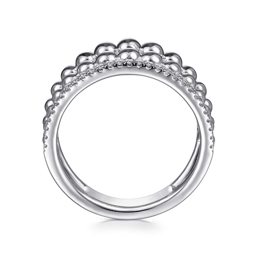 Silver White Sapphire Bujukan Wide Band Ring