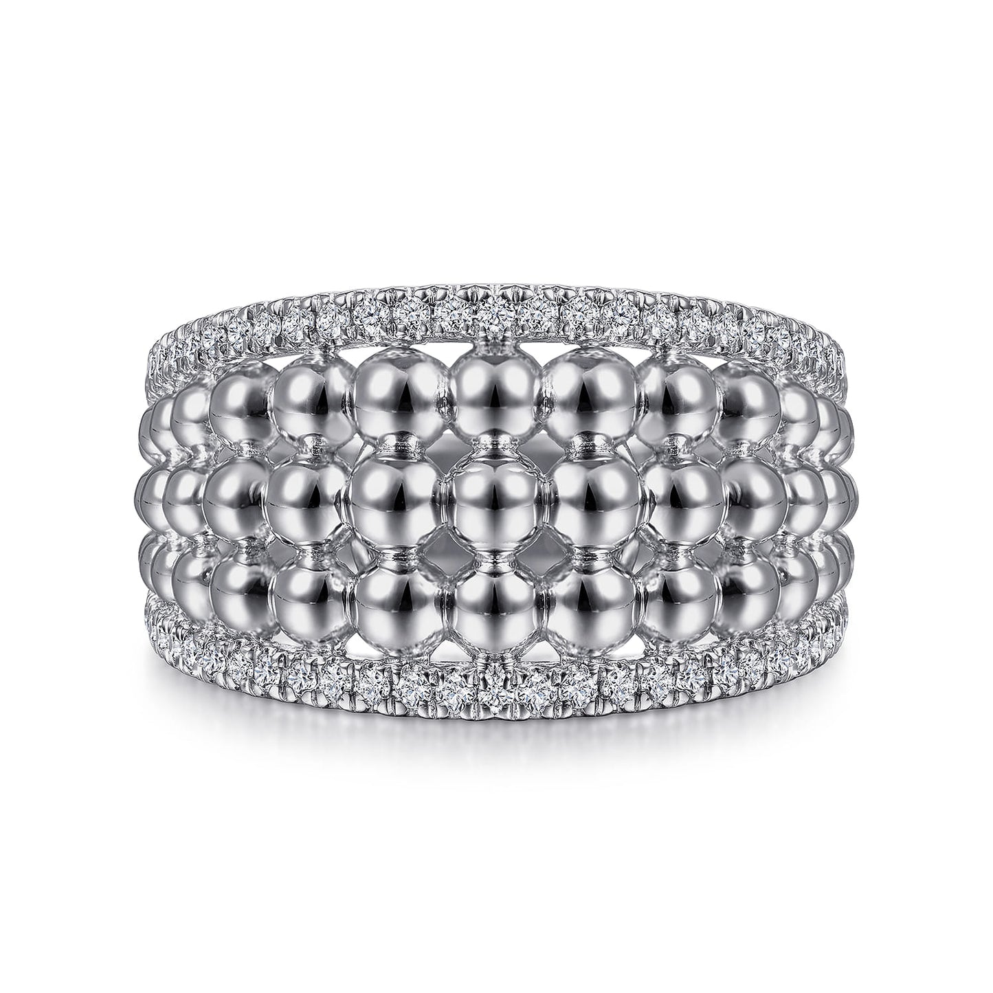 Silver White Sapphire Bujukan Wide Band Ring
