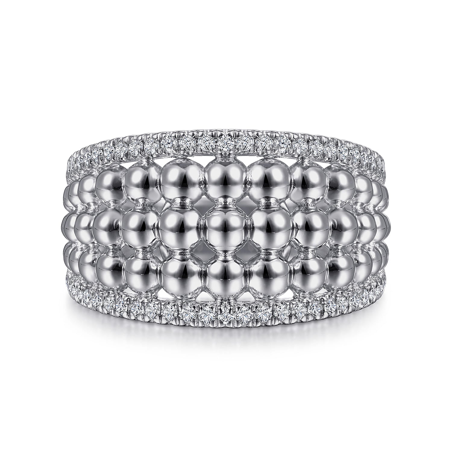 Silver White Sapphire Bujukan Wide Band Ring