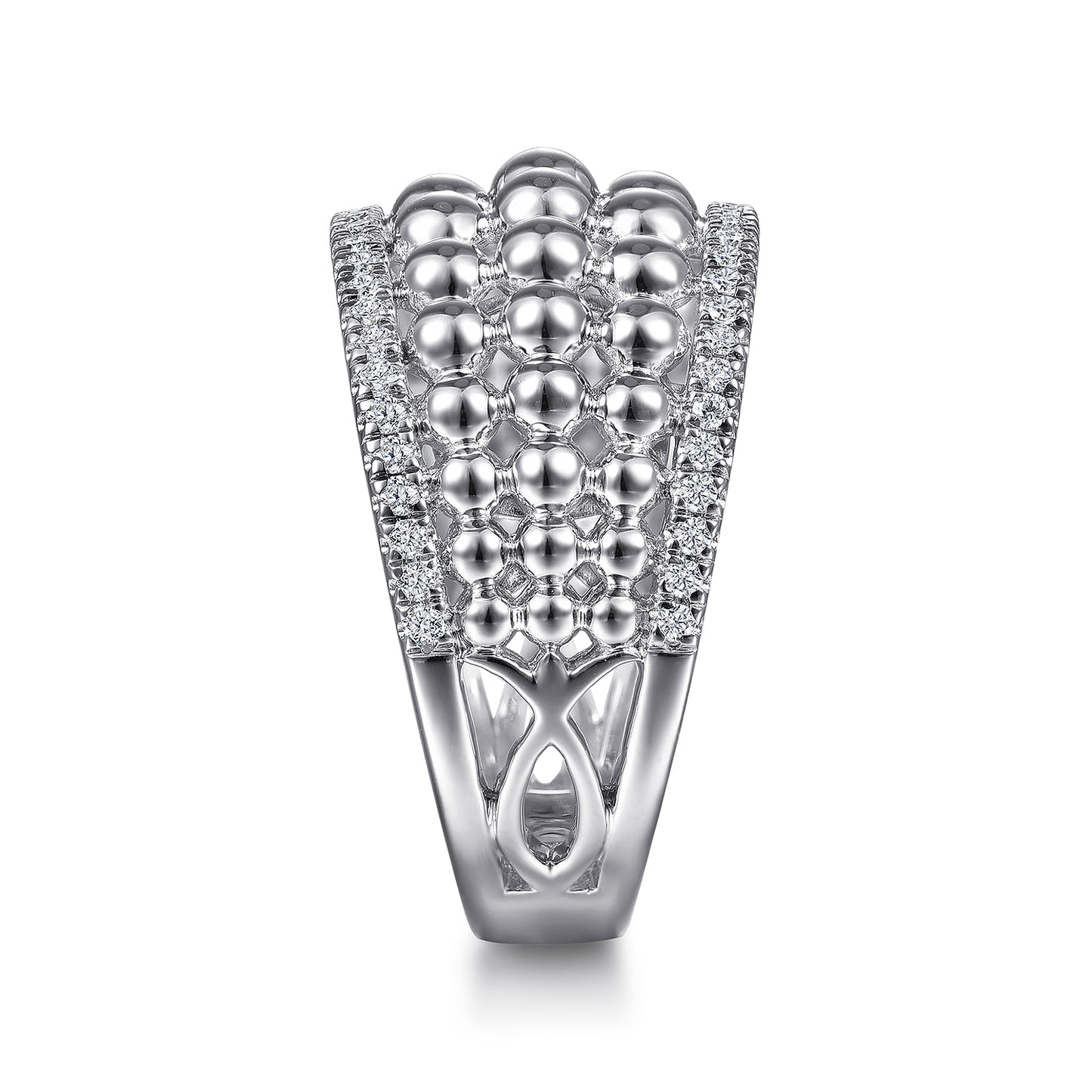 Silver White Sapphire Bujukan Wide Band Ring