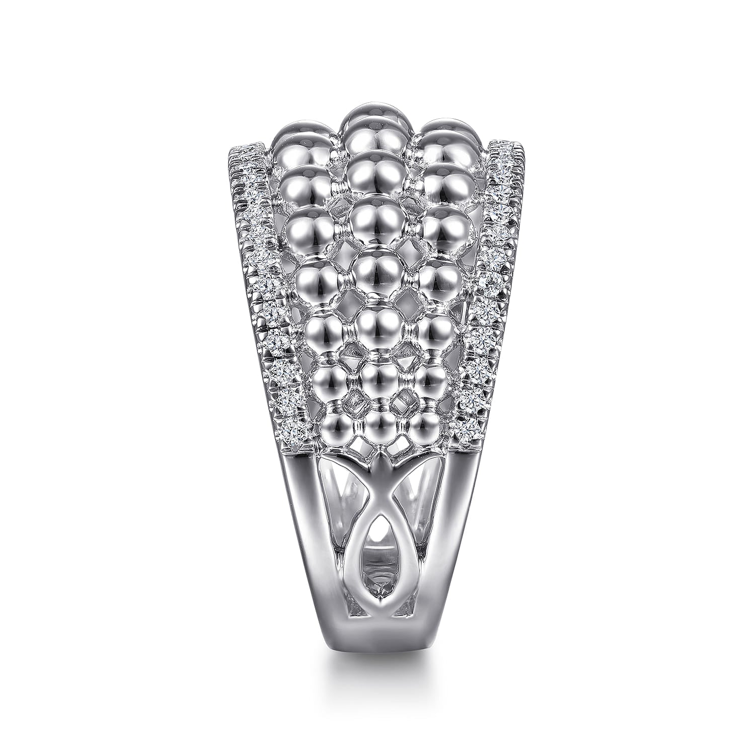 Silver White Sapphire Bujukan Wide Band Ring