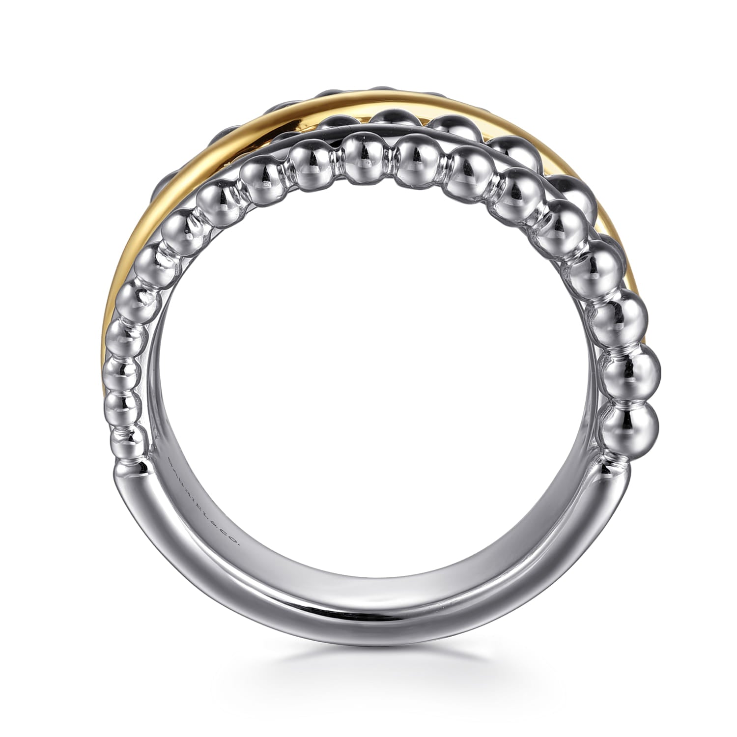 Sterling Silver and 14K Yellow Gold Bujukan Multiple Row Wide Band Ring