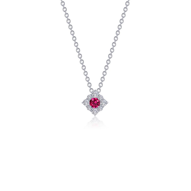 Sterling Silver SImulated Ruby Pendant