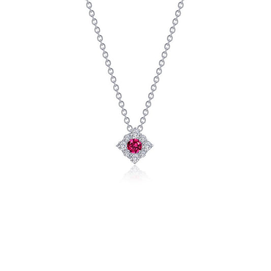 Sterling Silver SImulated Ruby Pendant