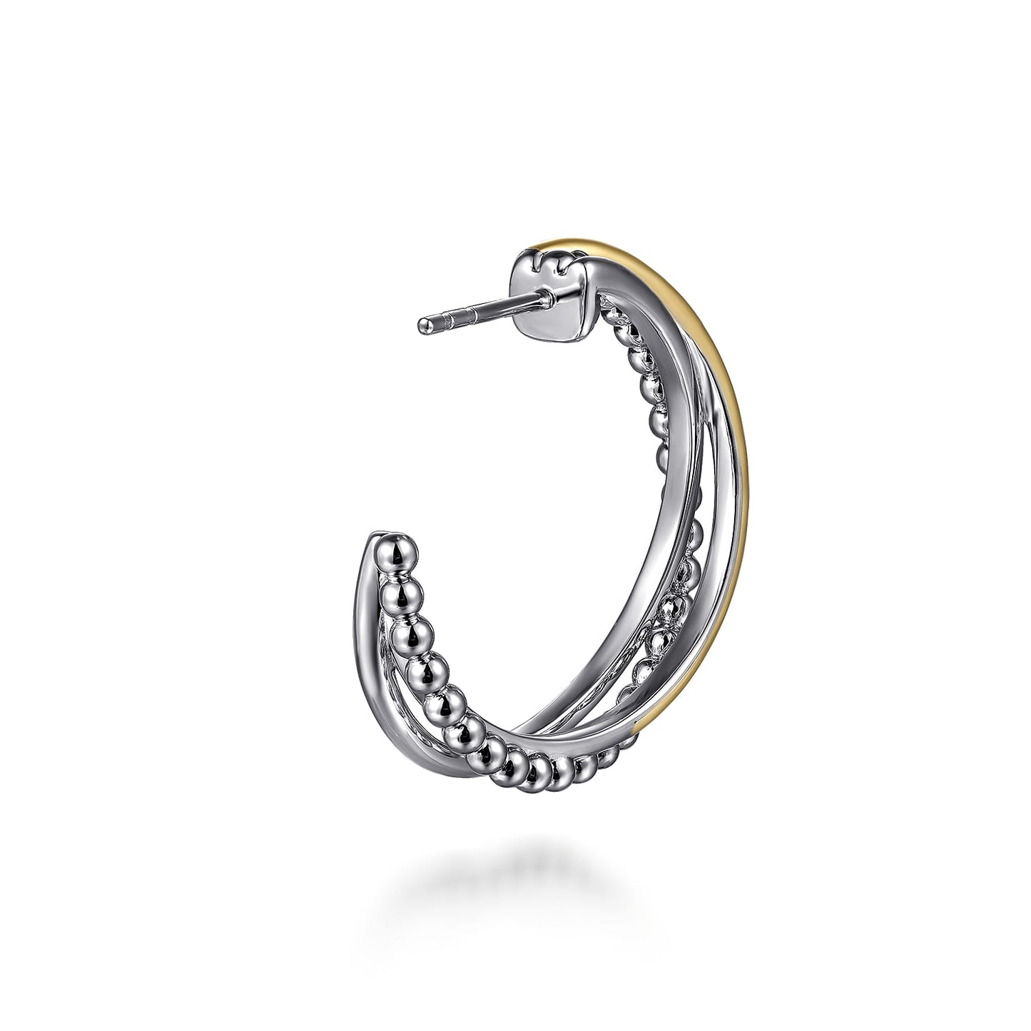 Sterling Silver and 14K Yellow Gold J Hoop Earrings-Bujukan