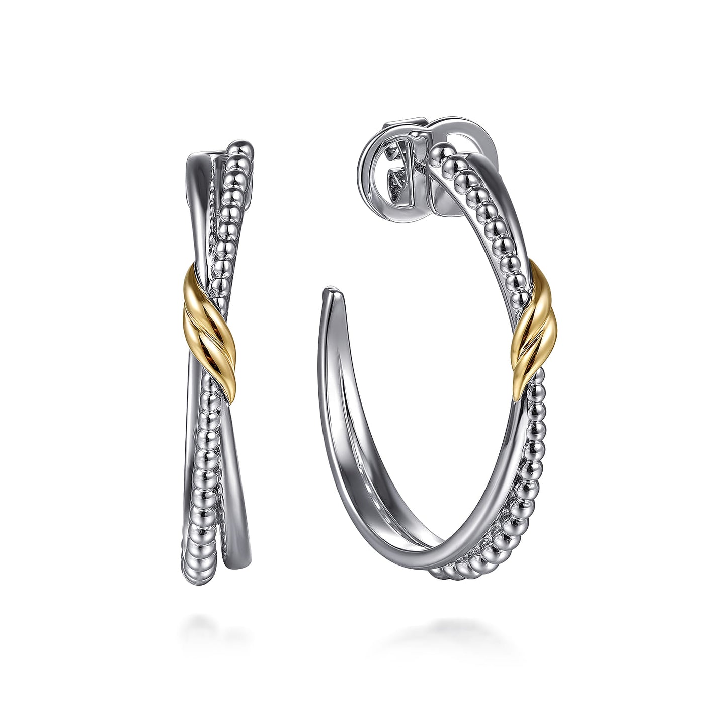 Hoop Earrings 14K Yellow Gold and 925 Sterling Silver Bujukan