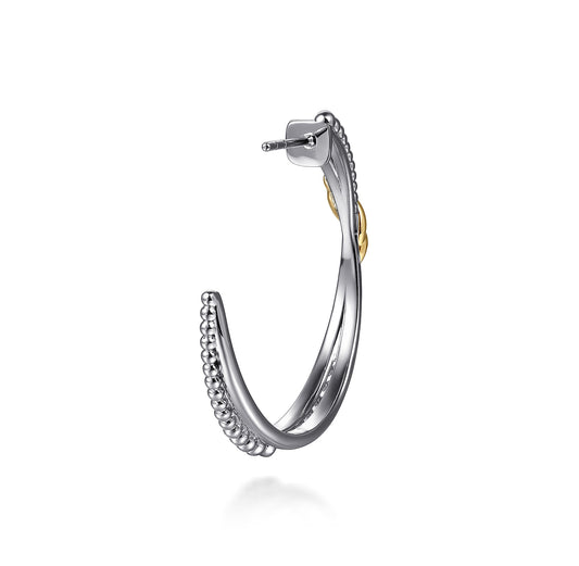 Hoop Earrings 14K Yellow Gold and 925 Sterling Silver Bujukan