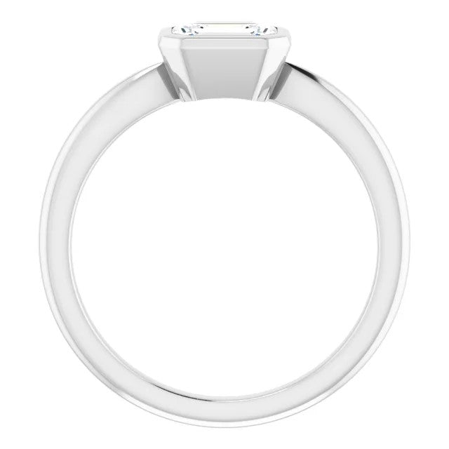 Elegant 14k White Gold Diamond Bezel Stackable Ring