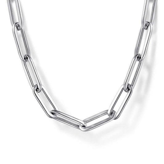 Sterling Silver Paper Clip Chain Necklace