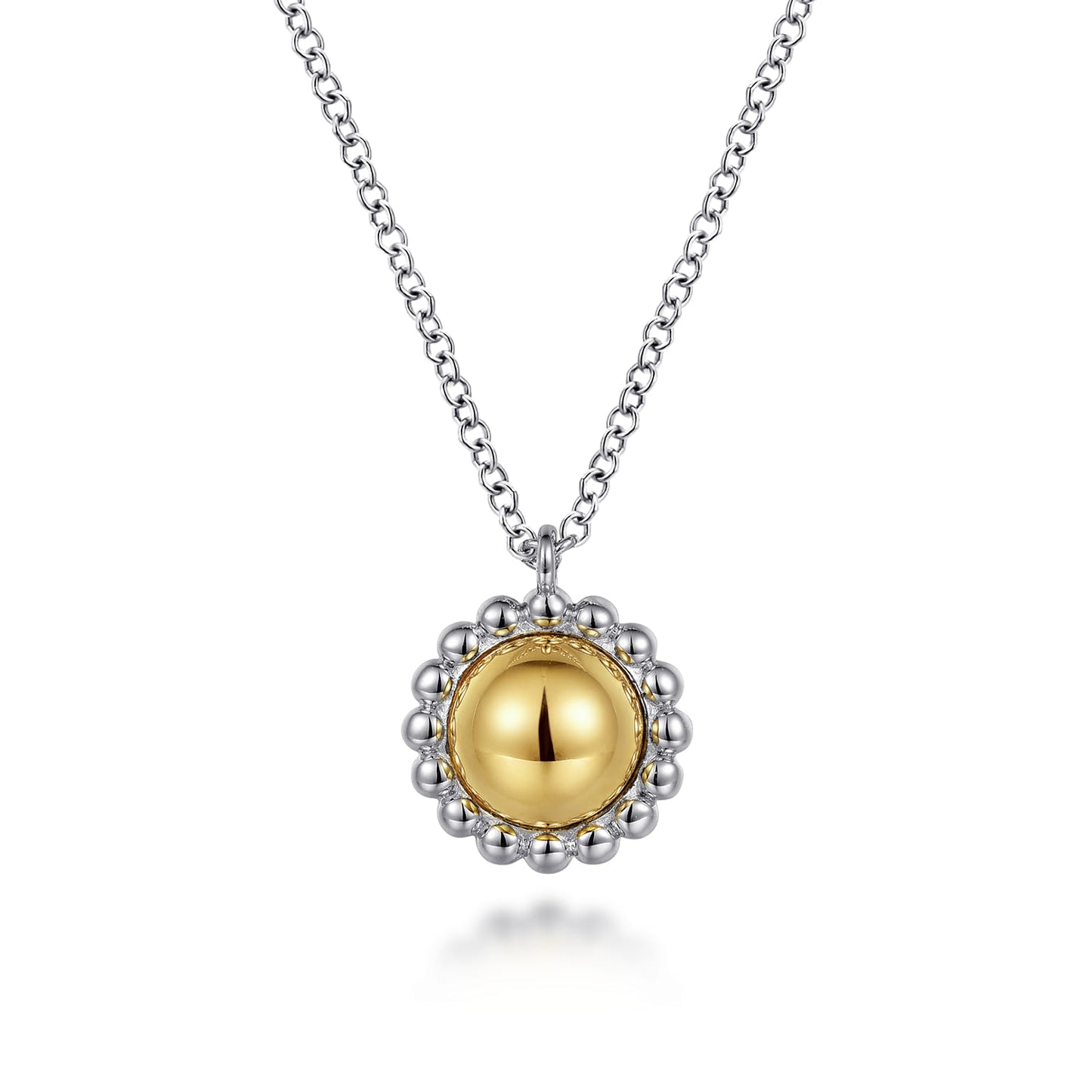 Pendant Necklace 14K Yellow Gold and 925 Sterling Silver