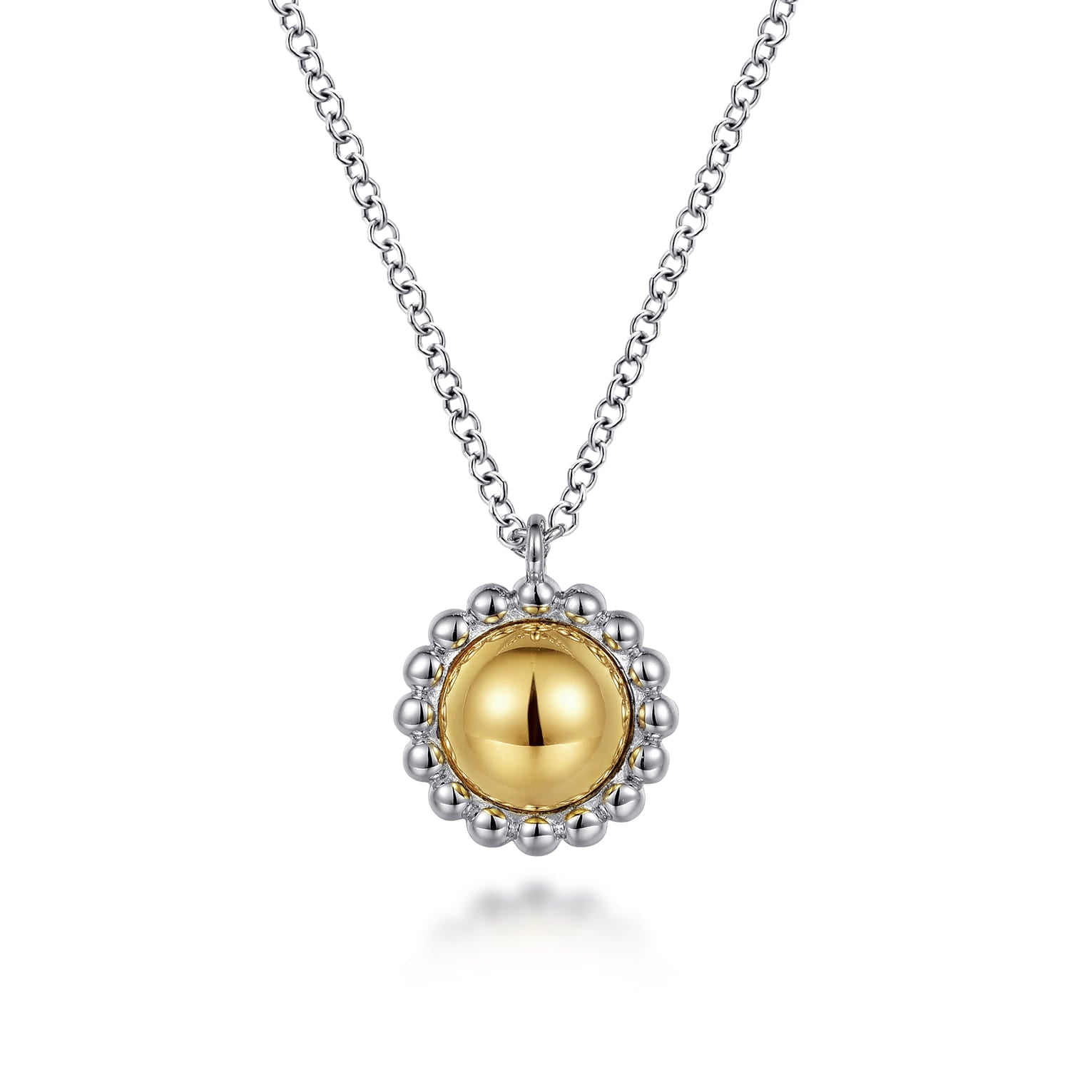 Pendant Necklace 14K Yellow Gold and 925 Sterling Silver