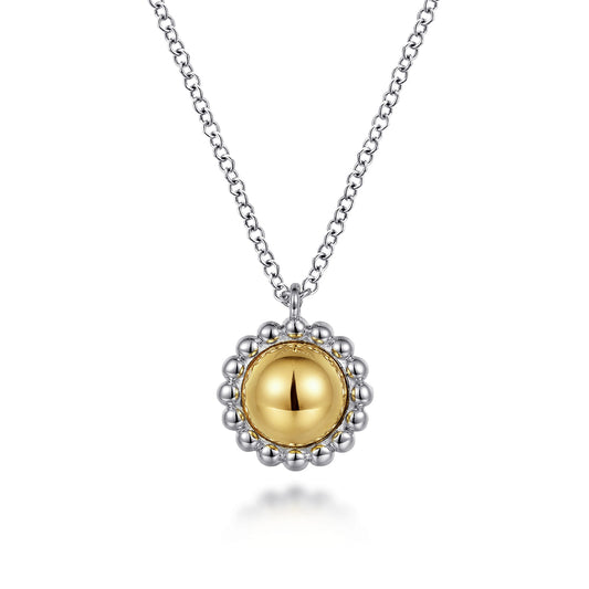 Pendant Necklace 14K Yellow Gold and 925 Sterling Silver
