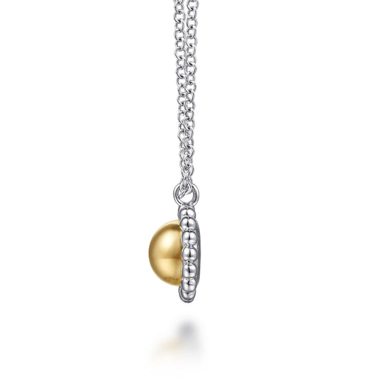 Pendant Necklace 14K Yellow Gold and 925 Sterling Silver