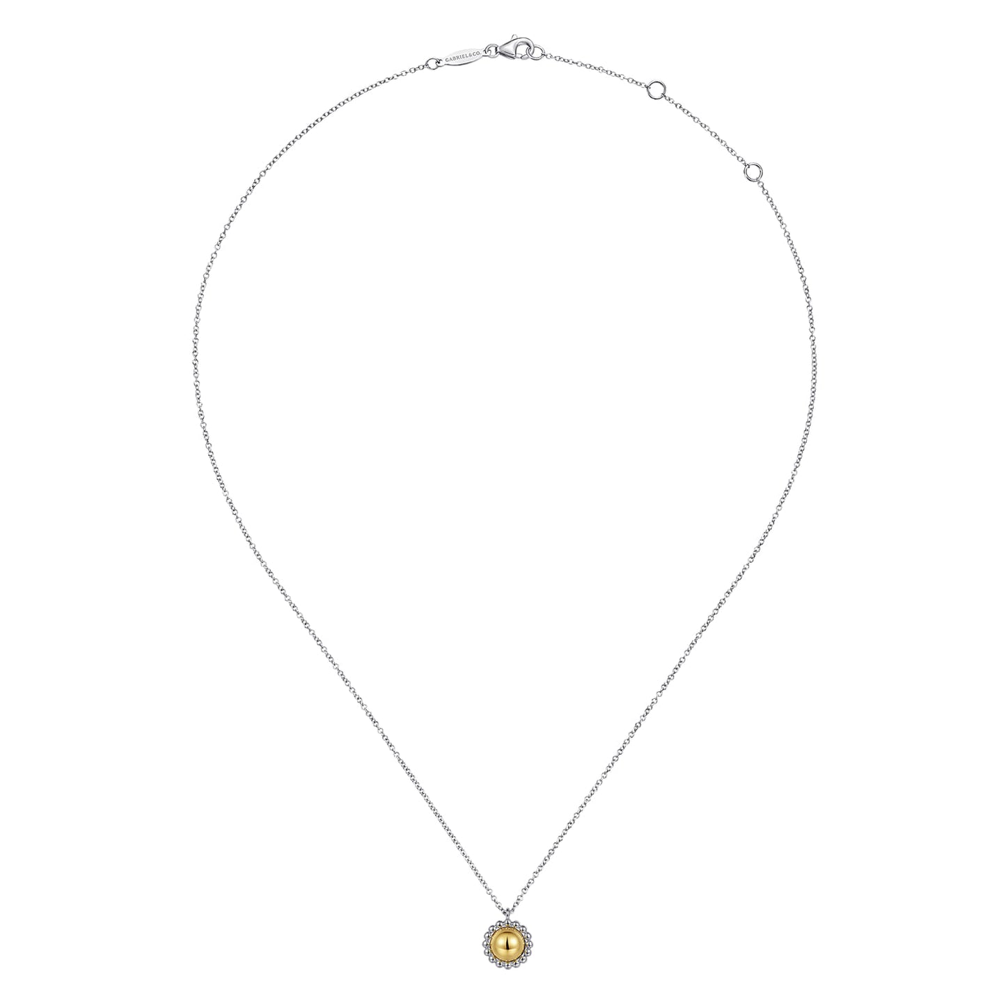Pendant Necklace 14K Yellow Gold and 925 Sterling Silver