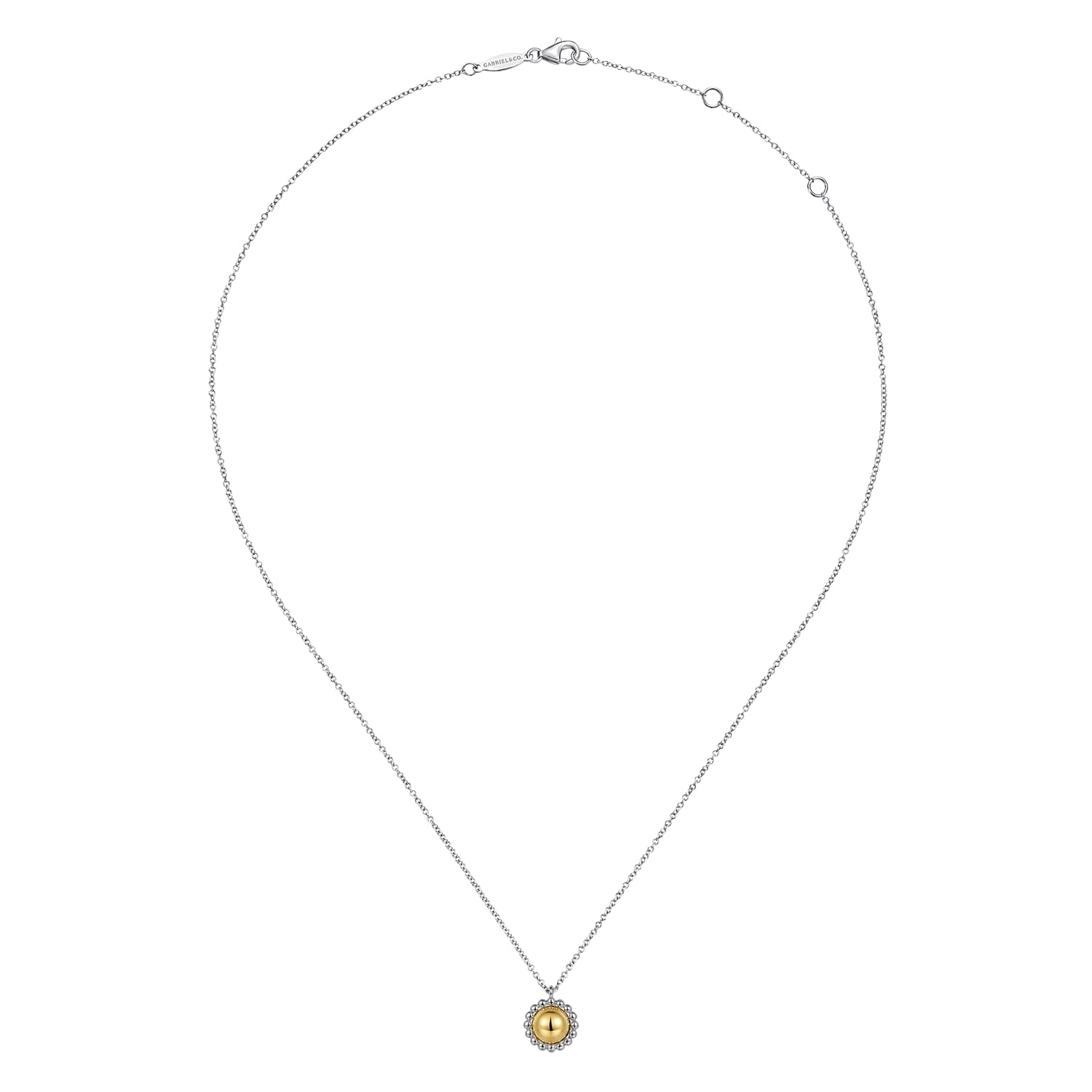Pendant Necklace 14K Yellow Gold and 925 Sterling Silver