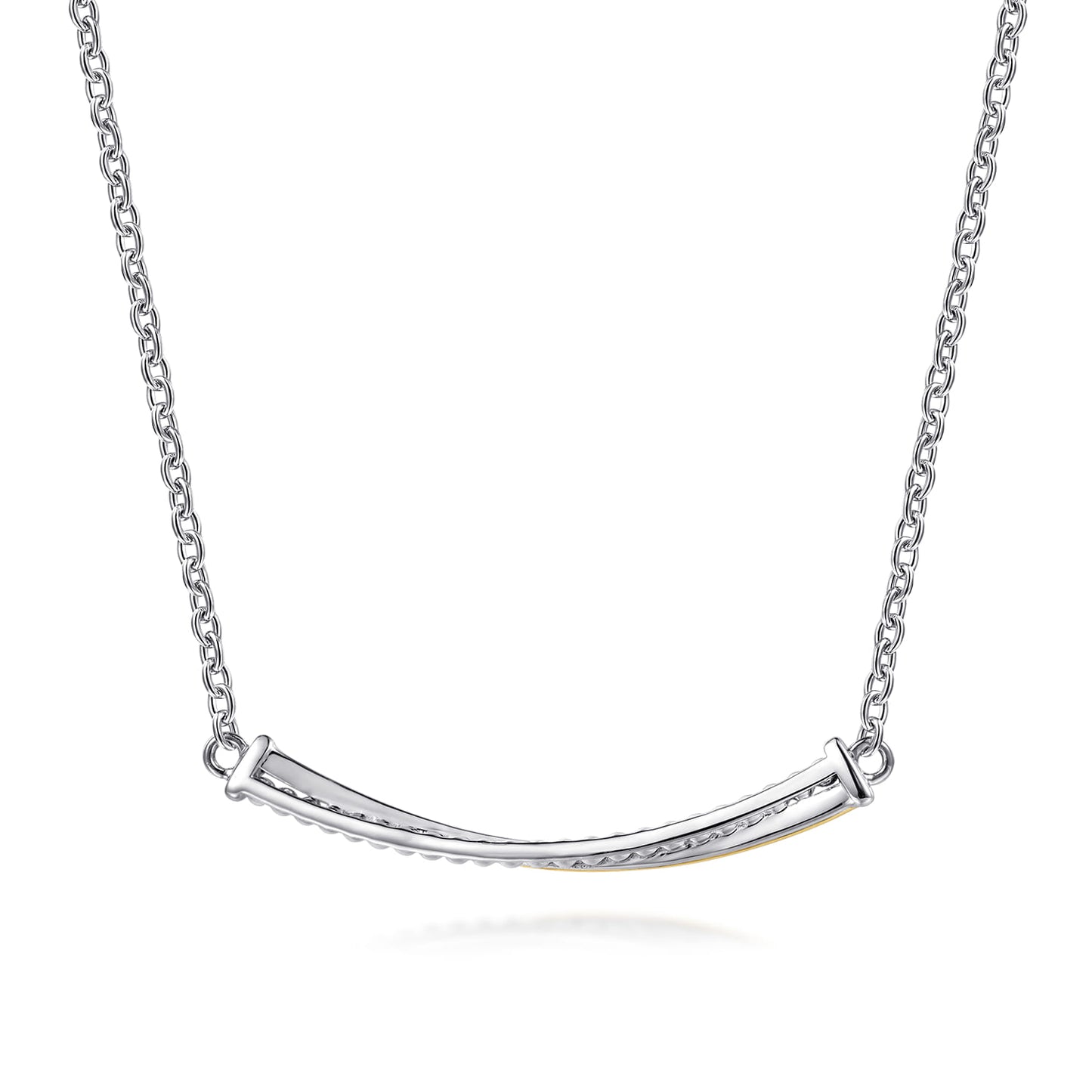 Yellow Gold and 925 Sterling Silver Bujukan Criss Cross Bar Necklace