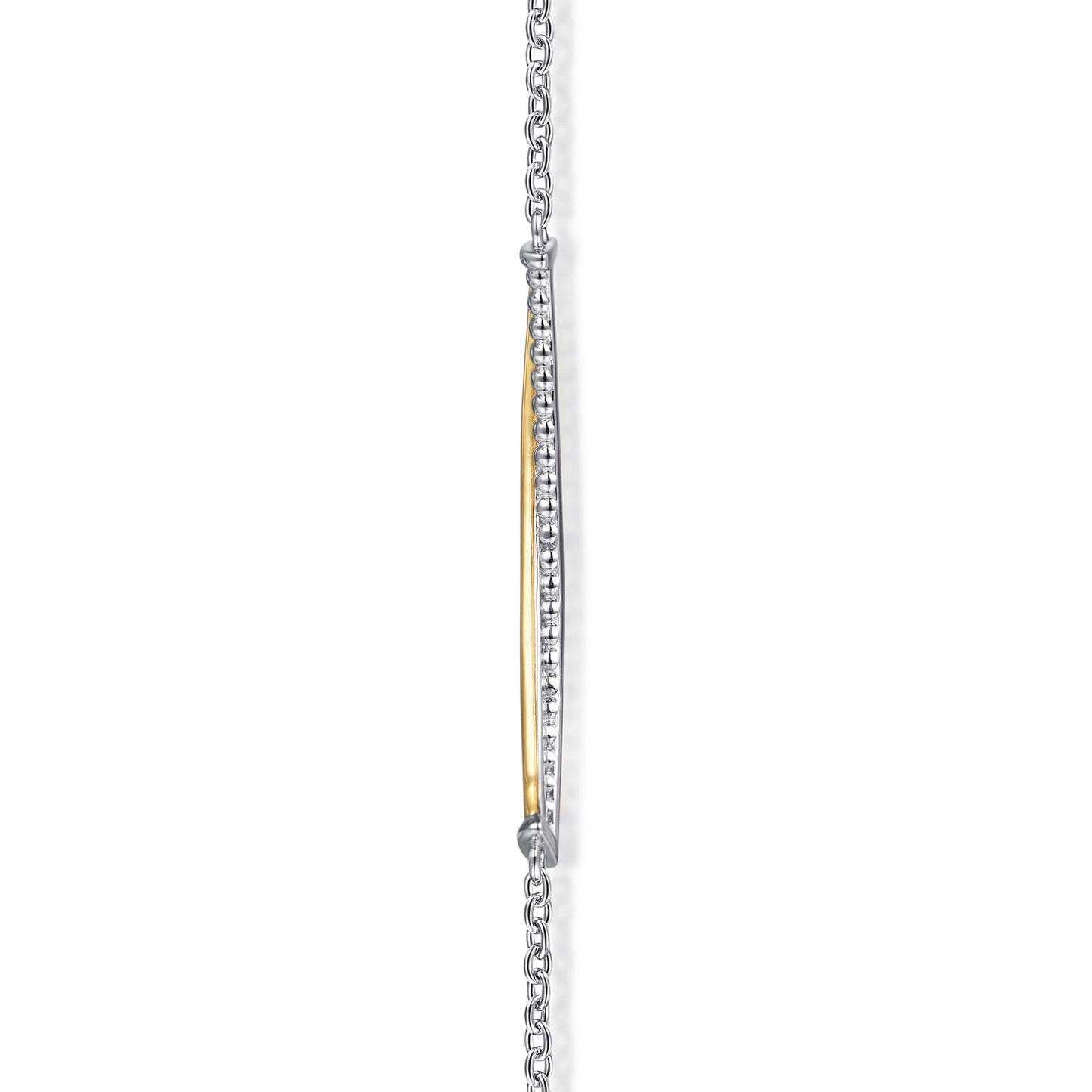 Yellow Gold and 925 Sterling Silver Bujukan Criss Cross Bar Necklace
