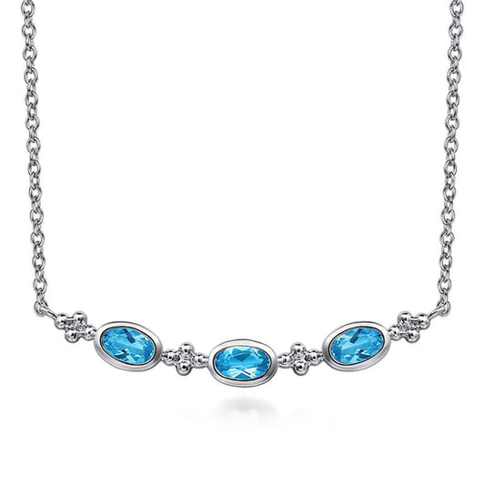 Sterling Silver Blue Topaz Bar Necklace