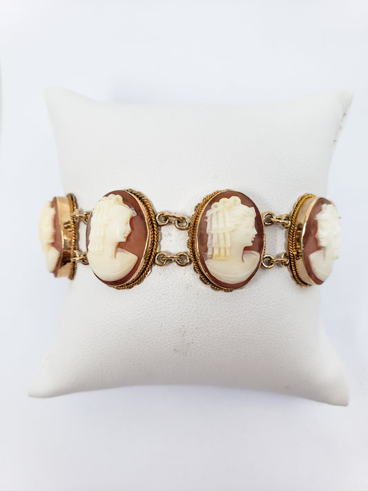 12kt Yellow Gold Filled Cameo Bracelet 7 inches