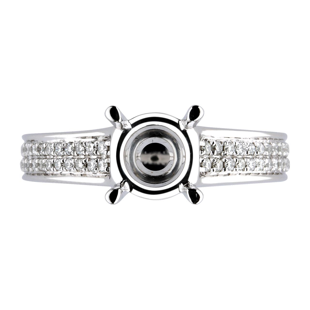 18K White Gold Two Row Engagement ring