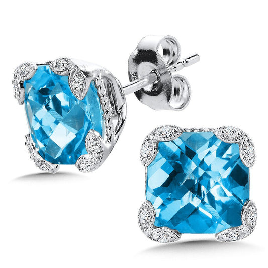 Blue Topaz and Diamond Earrings - Warwick Jewelers