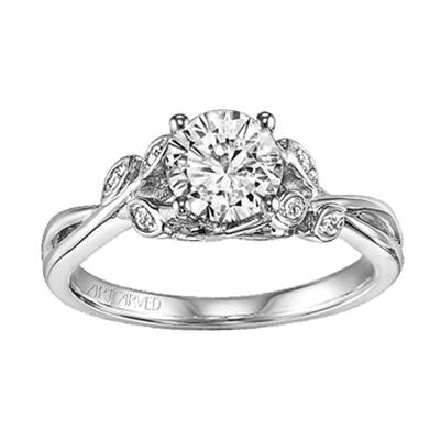 Engagement Ring 14K White Gold Floral Vines - Warwick Jewelers